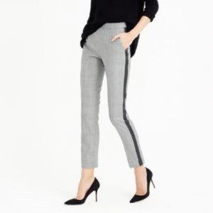J Crew Pants Martie Crop Ankle Black White Houndstooth Side Stripe